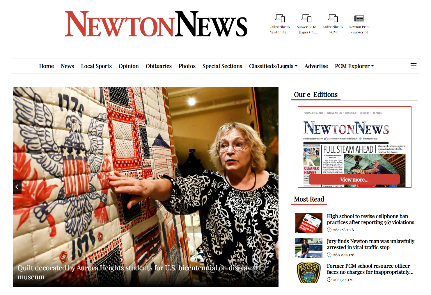 Newton Daily News homepage, published on eType